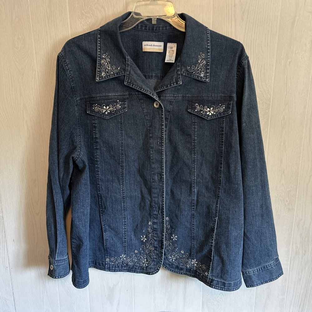 Alfred Dunner 24W‎ Embellished Indigo Jean Jacket